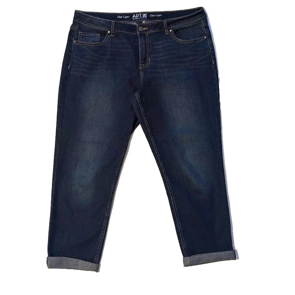 Apt. 9 Essentials Slim Capri Jeans Women's Size 16 Dark Wash Stretch Denim